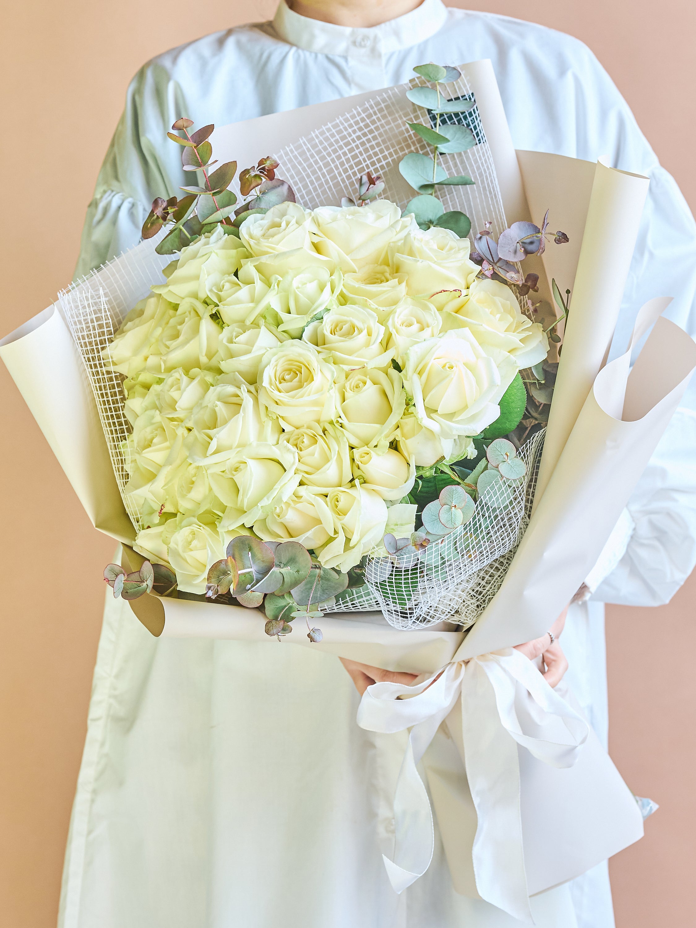 バラの花束 30本 - ホワイト -