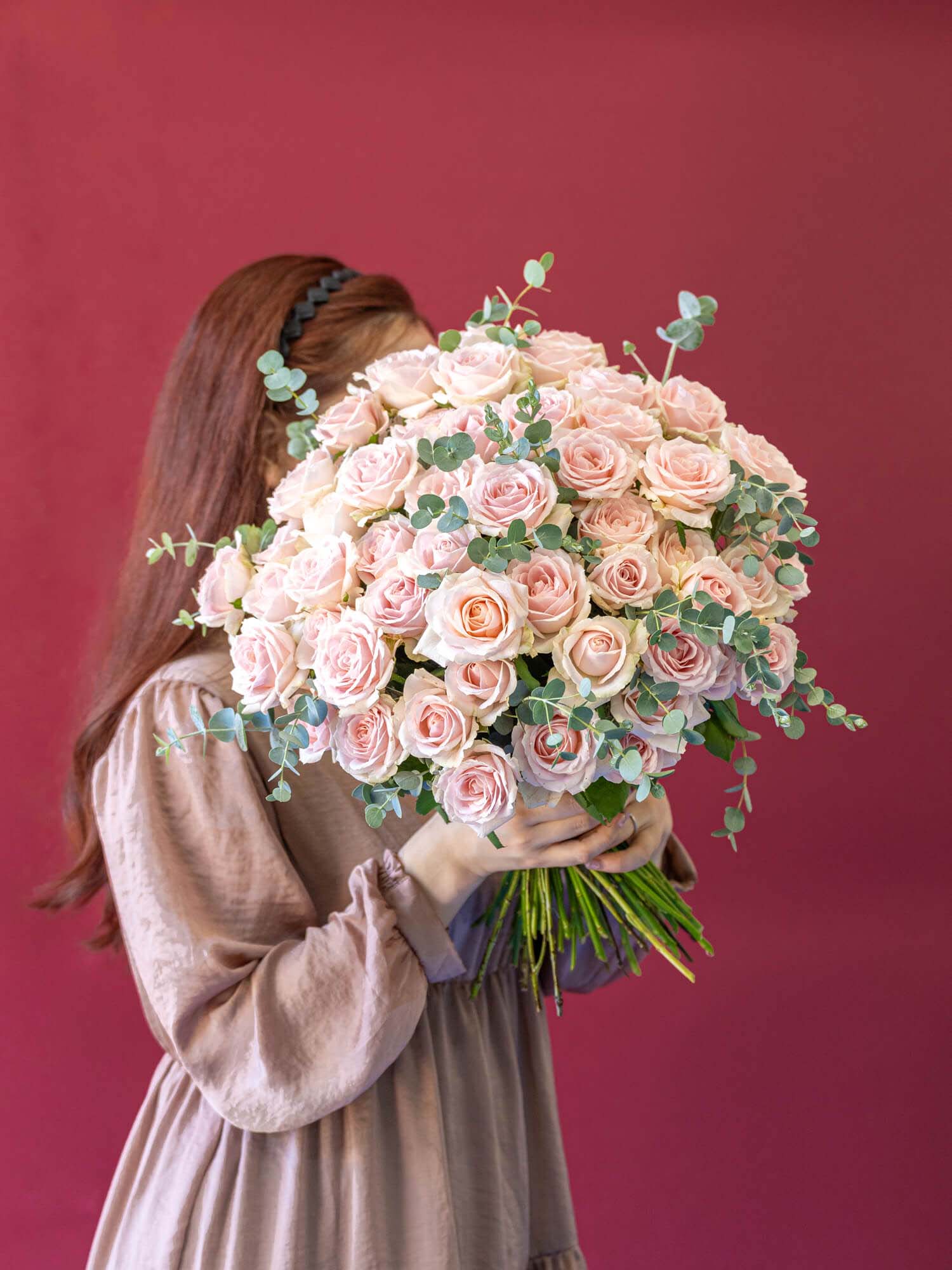 バラの花束 50本 - ピンク -