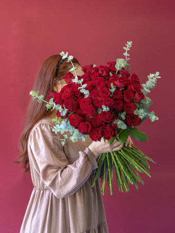 バラの花束 50本 - レッド -