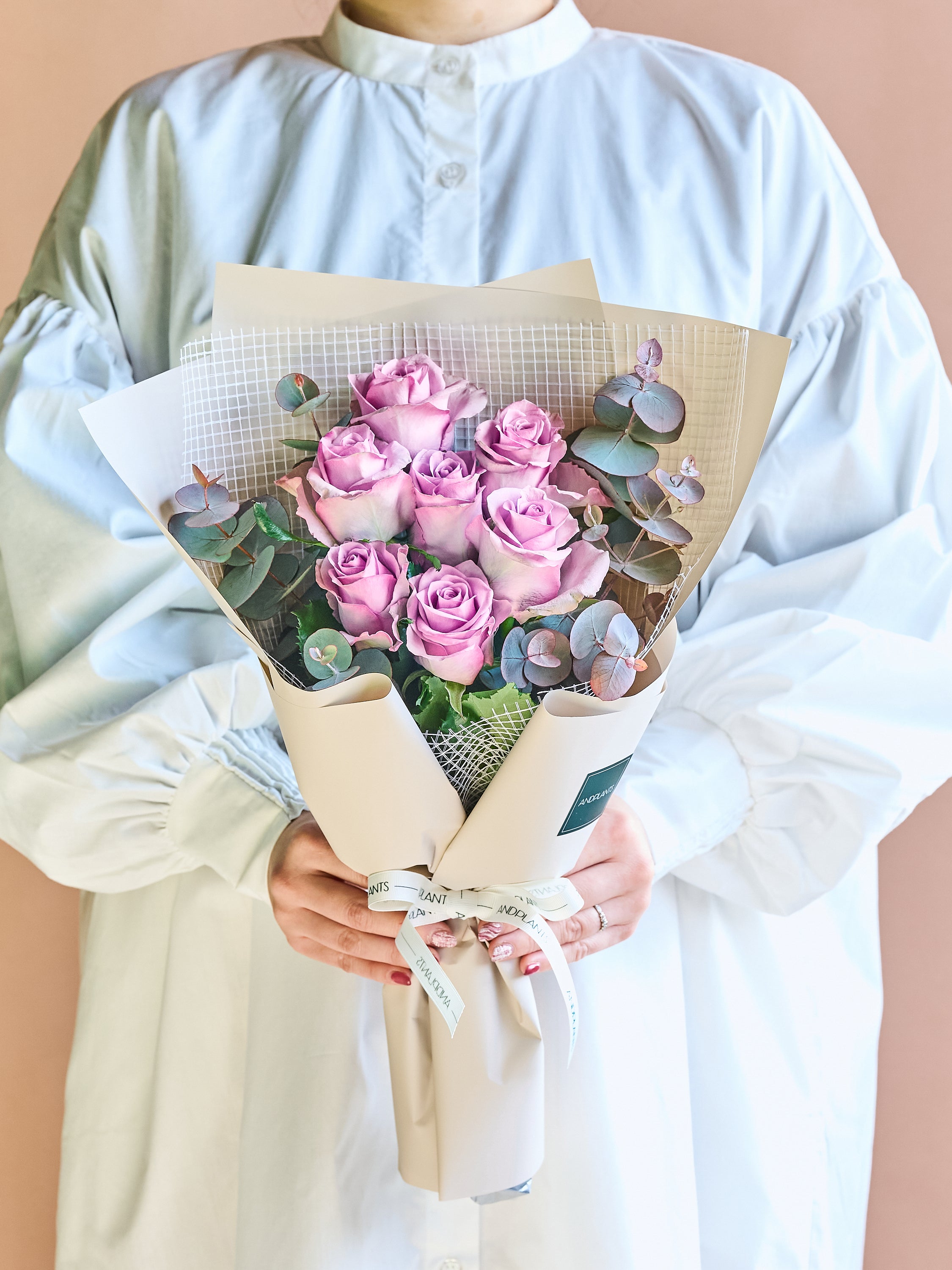 バラの花束 7本 - パープル -