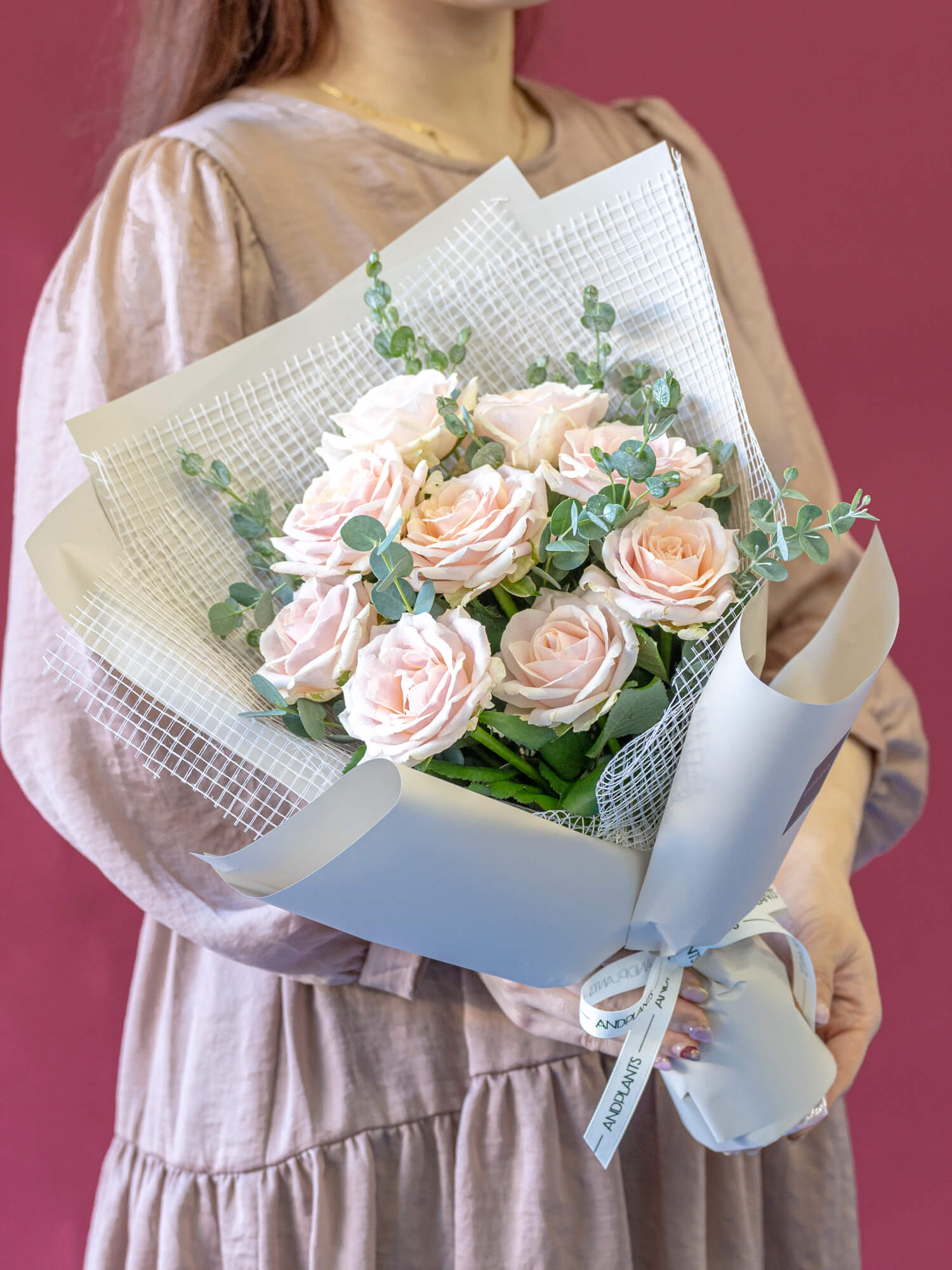 【誕生日ギフト】バラの花束 9本 - ピンク -