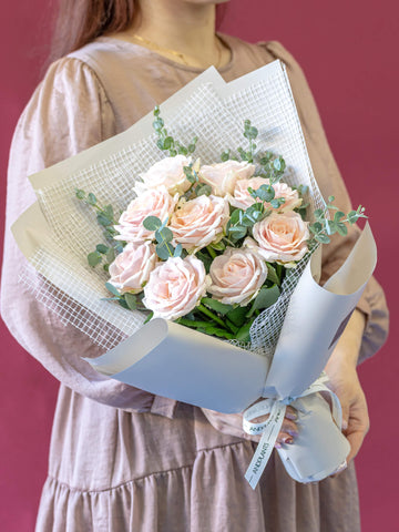 【誕生日ギフト】バラの花束 9本 - ピンク -