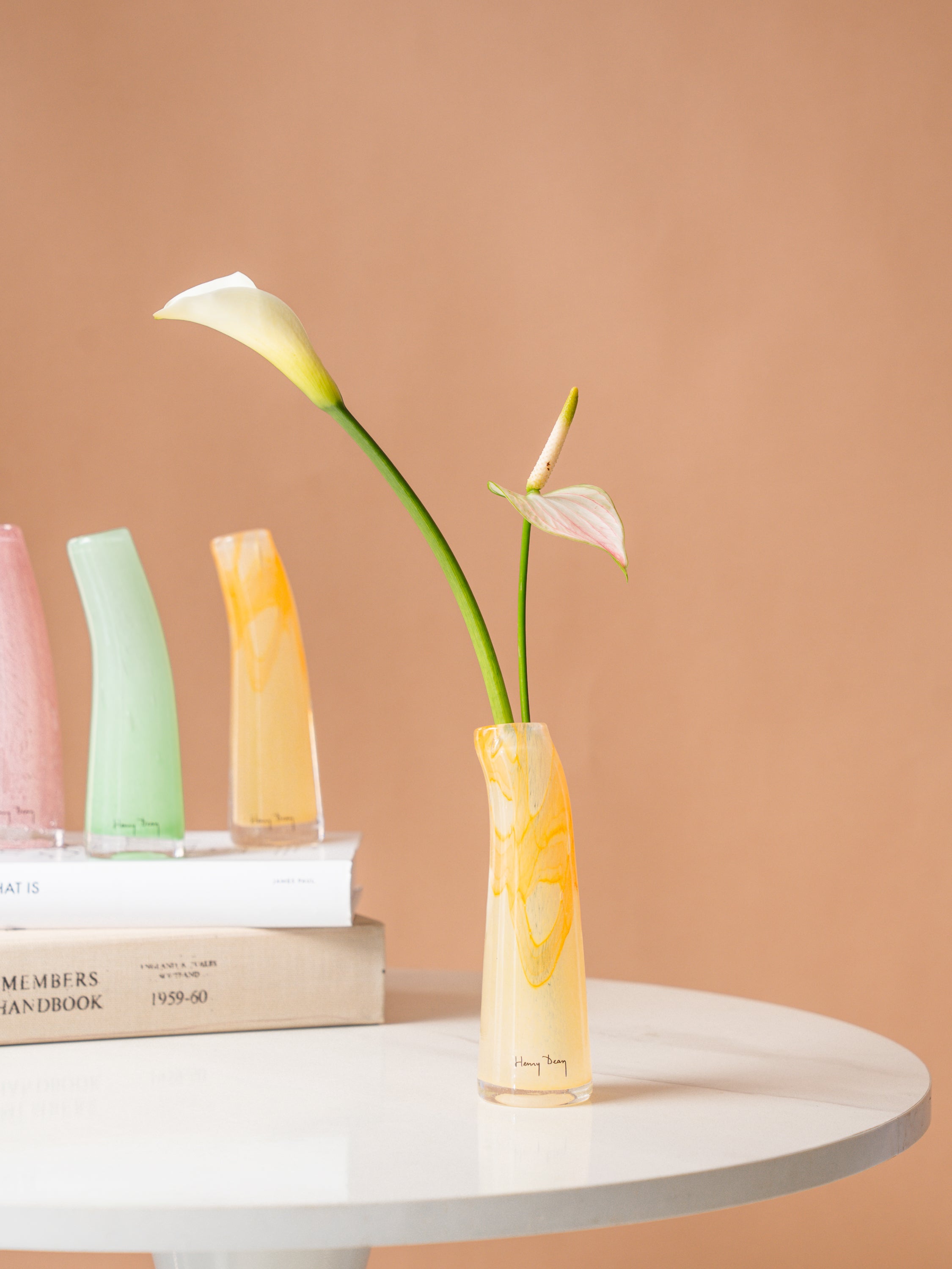 【母の日】Henry Dean Glass Sとお花2輪のセット - アクアレルアンバー -