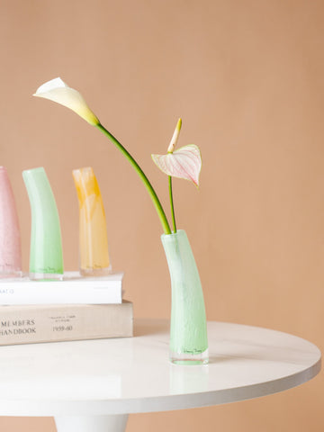 【母の日】Henry Dean Glass Sとお花2輪のセット - ミント -