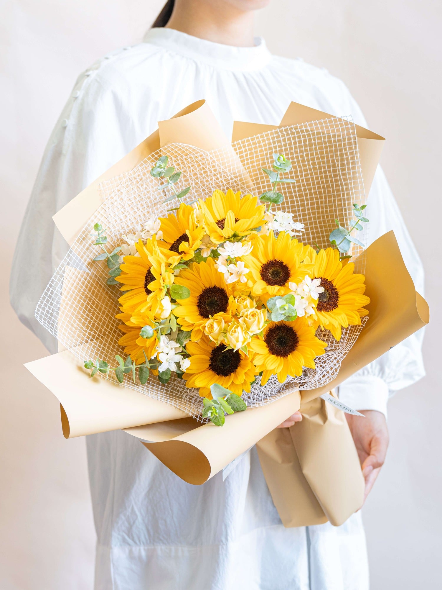 【7月の誕生花】ひまわりと小花の可憐なブーケ L