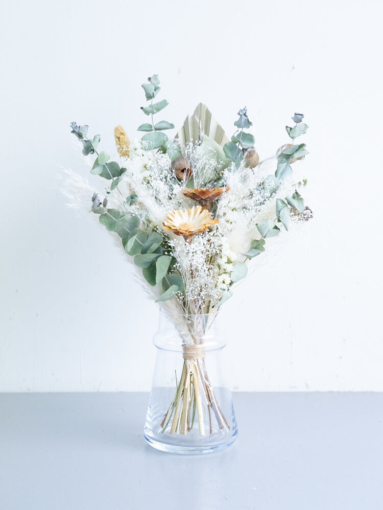 【花瓶に飾れる】ドライフラワーの花束 M - グリーン -