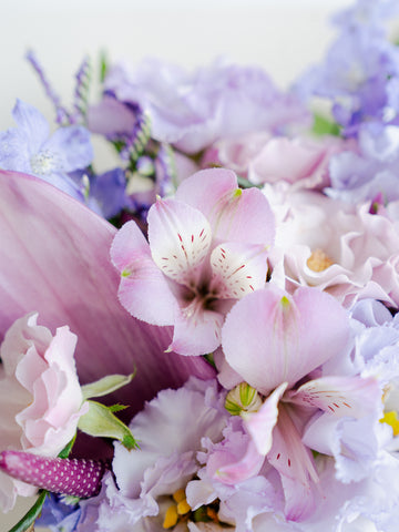 そのまま飾れる季節のおまかせ花束 M　パープル