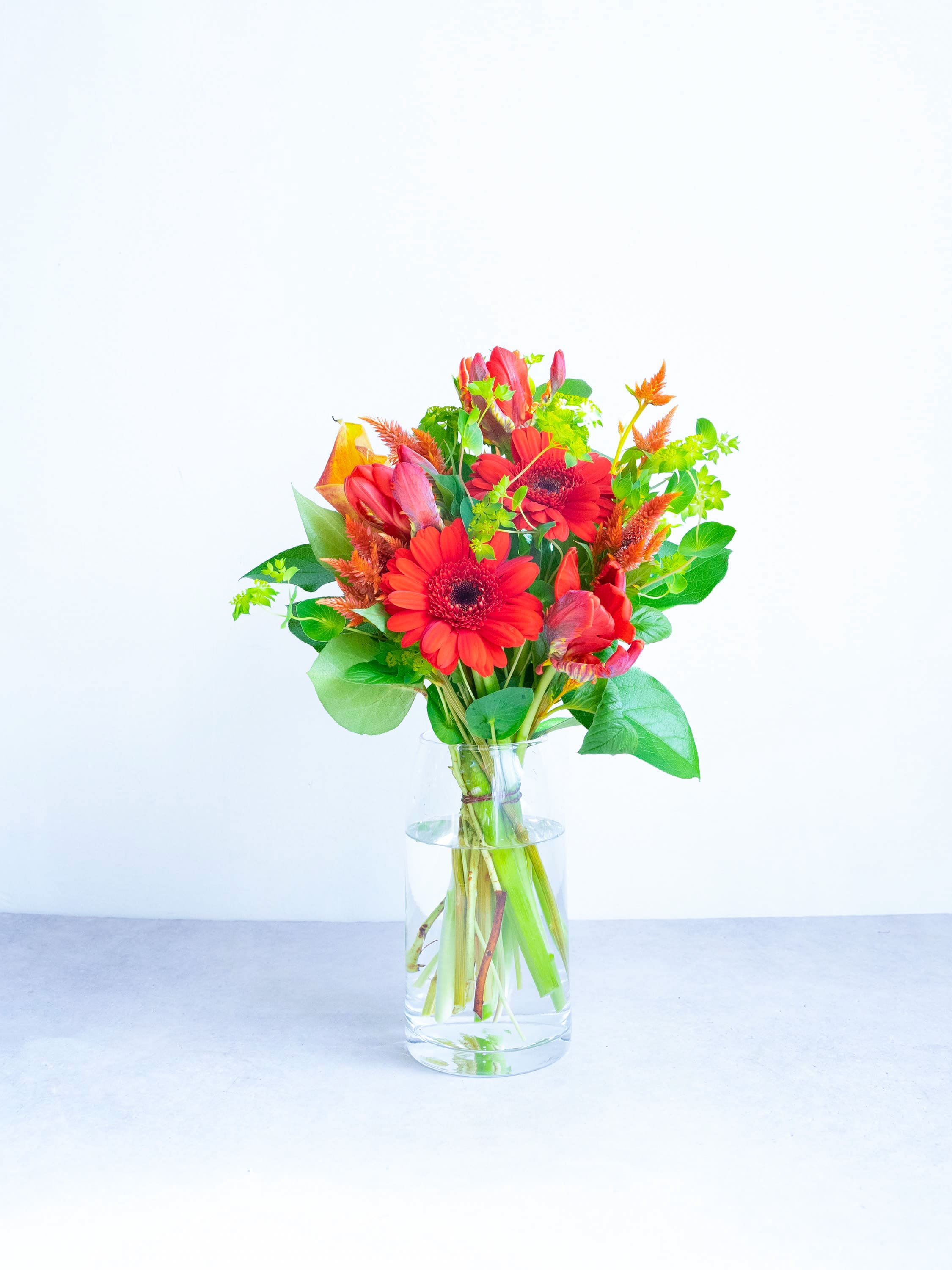 フローリストにおまかせ 季節の花束 M - レッド -